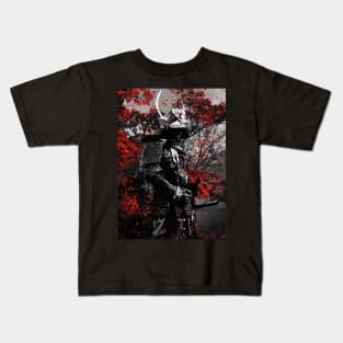 Samurai Red Flowers Kids T-Shirt
